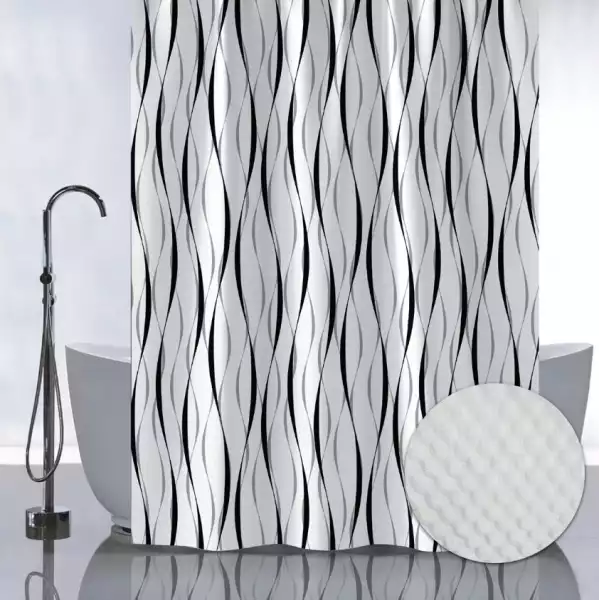 Занавеска для ванной 1800х1800 ВОЛНЫ, без колец (05-07) САНАКС