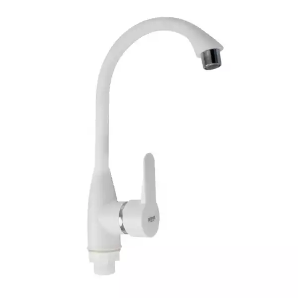 Смеситель для кухни однорычажный, высокий излив, АБС пластик, белый (591) BRIMIX