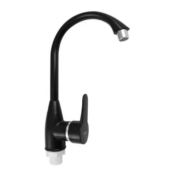 Смеситель для кухни однорычажный, высокий излив, АБС пластик, черный (465) BRIMIX