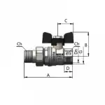 Кран шар д=25 б г/ш американка (15154H) Hoobs 