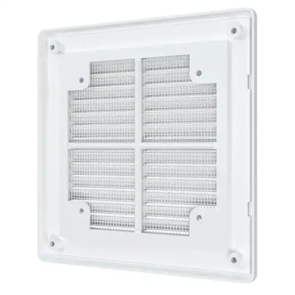 Решетка вентиляц A1515R (150*150) разъемная, пластик, белая с сеткой, AURAMAX