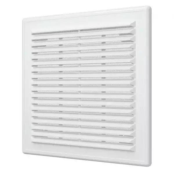 Решетка вентиляц A2121R (209*209) разъемная, пластик, белая с сеткой, AURAMAX