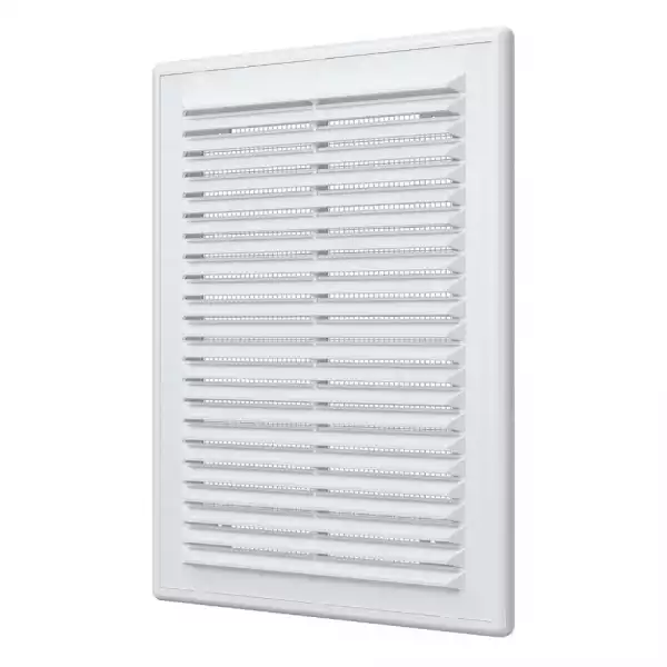 Решетка вентиляц A1825R (185*255) разъемная, пластик, белая с сеткой, AURAMAX