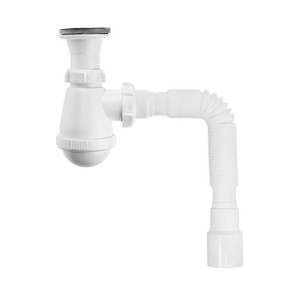 Сифон 1 1/2 х40 выпуск с нерж.решеткой, с гибкой трубой 40х32/40/50 (ИС.110725) MasterProf