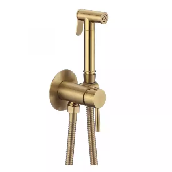 Гигиенический комплект для биде (смеситель, душ-пистолет), золото, латунь (D183202-J) D-Lin