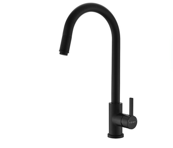 Смеситель для кухни однорычажный, высокий излив черный,Vessel (VSL519B) VODA