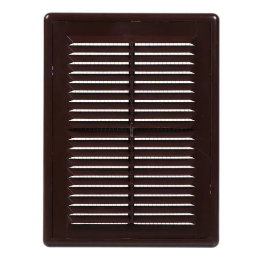 Решетка вентиляц П1520Р (150*200) разъемная, пластик, коричневая с сеткой