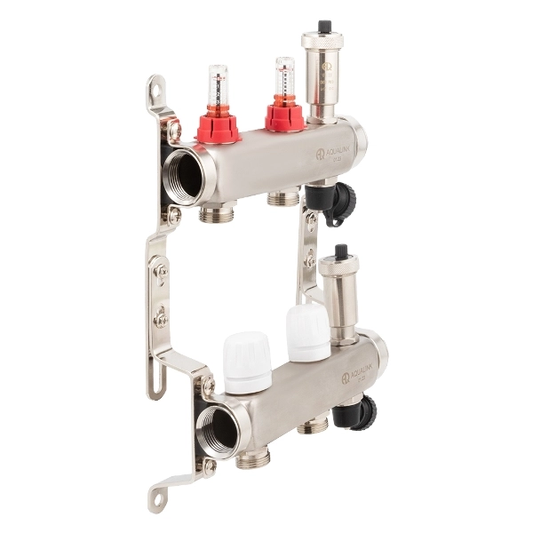 Коллекторная группа с расходомерами, дренаж.краном, воздухоотв. нерж 1х2х3/4  (02700) Aqualink