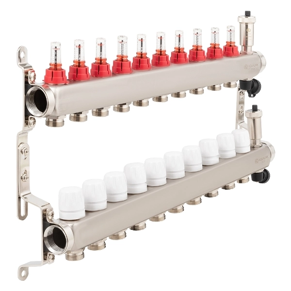 Коллекторная группа с расходомерами, дренаж.краном, воздухоотв. нерж 1х10х3/4 (02708) Aqualink