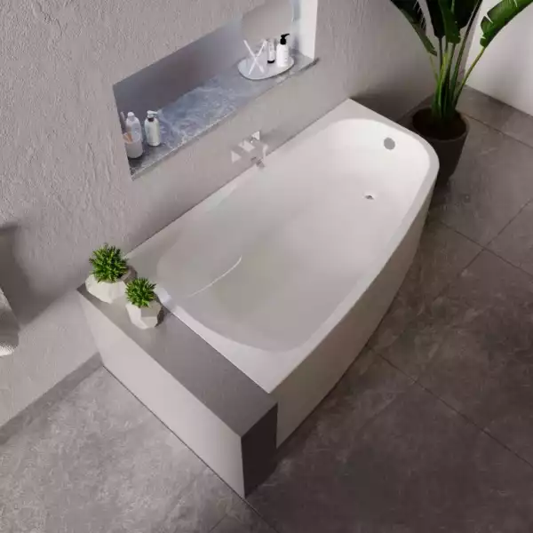 Ванна 1480x800 РОНА правая на каркасе с экраном , о/г