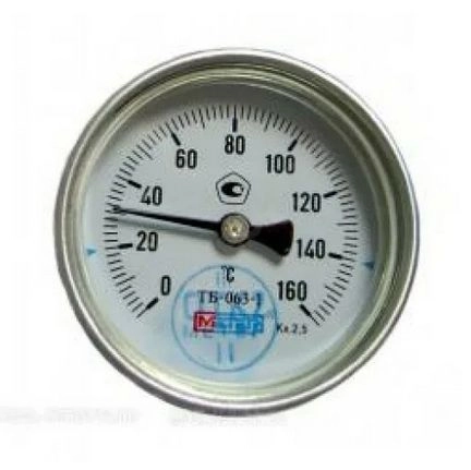 Термометр б/м ТБ-063-1 0-120*,кл.точн. 2,5,гильза 1/2 , L штока - 40мм, Метер , о/г