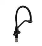 Смеситель для кухни однорычажный, гибкий излив,с краном для питьевой воды, черный (91132) МАГНУС