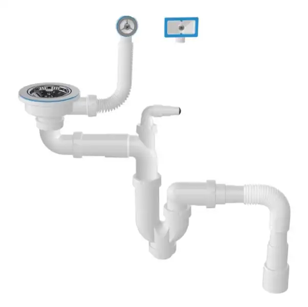Сифон SAVE SPACE выпуск бол. 3 1/2 x40/50 с 2-мя переливами с отв. для ст/м (1144) NOVA
