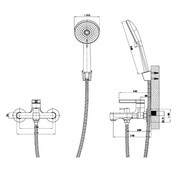 Смеситель для ванны однорычажный, короткий излив Сочи/Sochi Gun Metal, графит (SC54AGM) ESKO