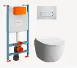 Инсталляция с подв.безоб.унитазом Sento WCL-Box,сид.микролифт,кн.Root Round хром(9830B003-7212)Vitra