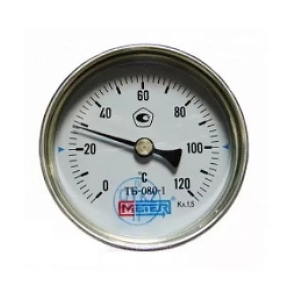 Термометр б/м ТБ-080-1  0-200*,кл.точн.1,5, гильза 1/2, L штока - 60мм, Метер , о/г